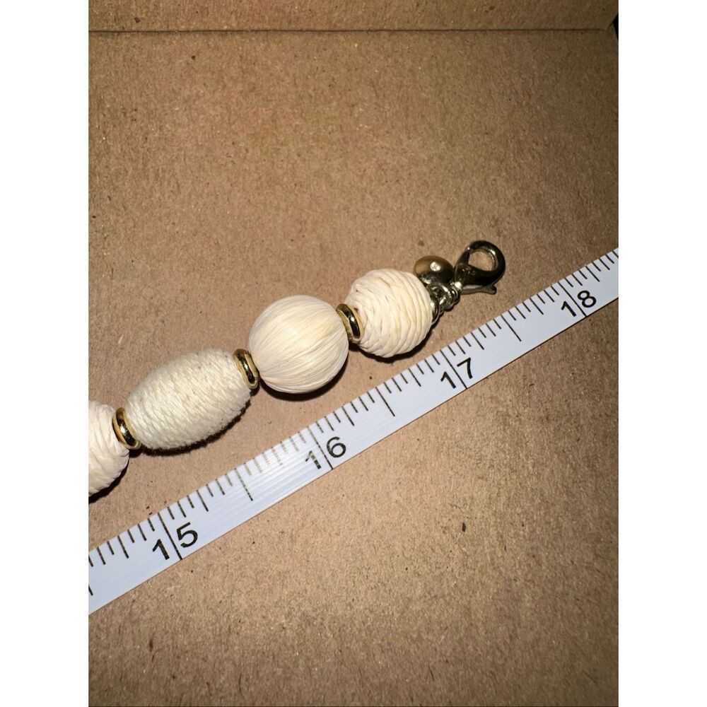 J.Crew Ivory Raffia Bead Statement Necklace Gold Tone 17” - Picture 4 of 4